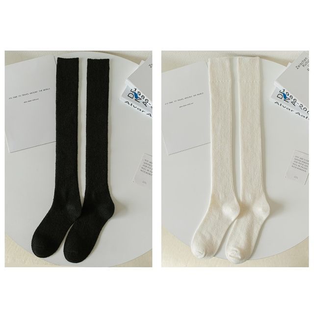 Plain Ribbed Tall Socks / Set