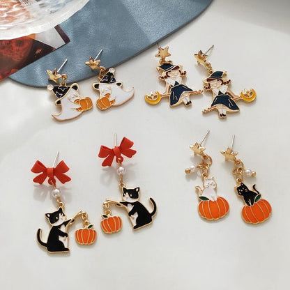 Halloween Enamel Drop Earring / Clip On Earring