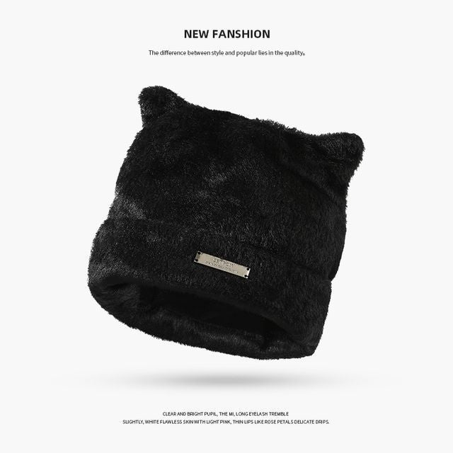 Bear Ear Fluffy Beanie