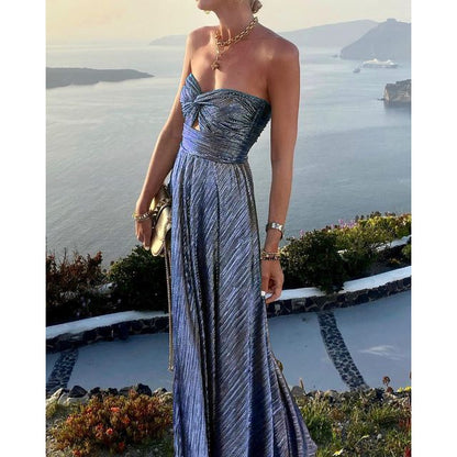 Strapless Cutout Knot Max Evening Dress