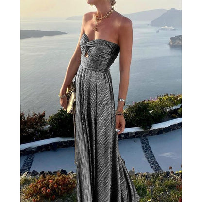 Strapless Cutout Knot Max Evening Dress