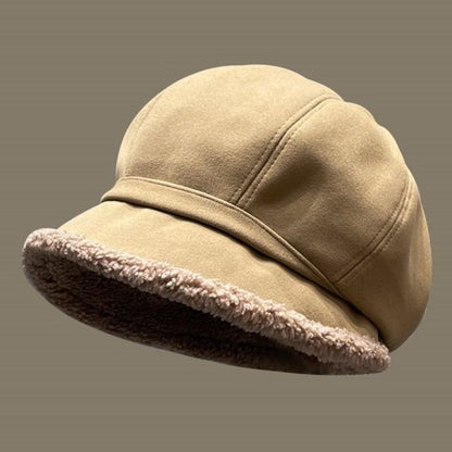Faux Shearling Trim Beret