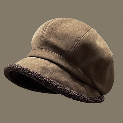 Faux Shearling Trim Beret