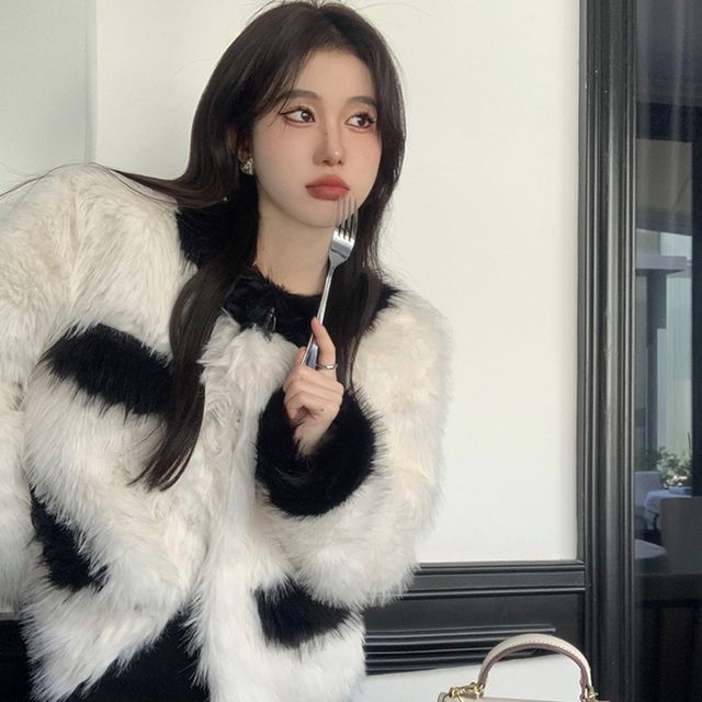 Two Tone Fluffy Jacket