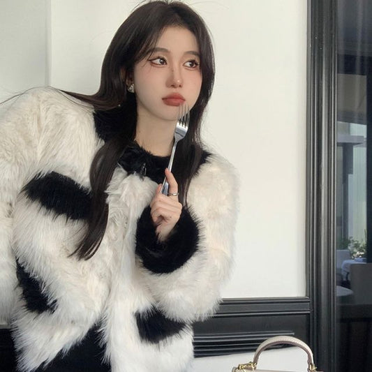 Two Tone Fluffy Jacket