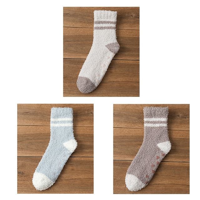 Striped Fleece Short Socks Set