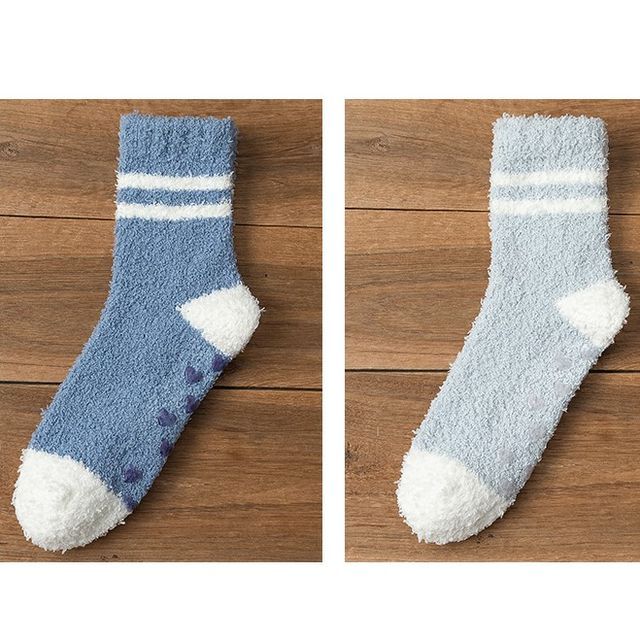 Striped Fleece Short Socks Set