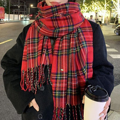 Plaid Fringe Scarf