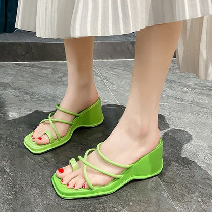 Wedge-Heel Toe Loop Sandals