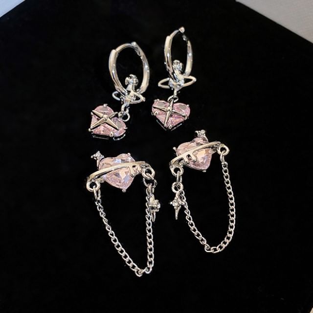 Rhinestone Heart Dangle Earring