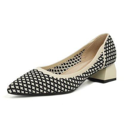 Block-Heel Pointed Woven Pumps