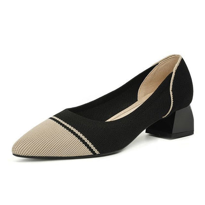 Block-Heel Pointed Woven Pumps
