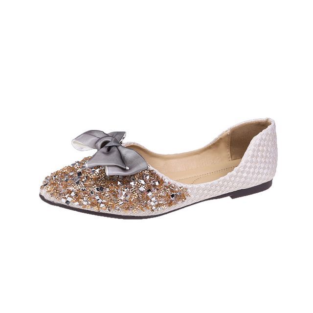 Sequined Bow D'Orsay Flats