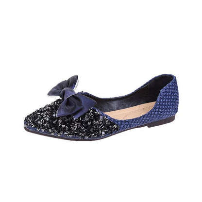 Sequined Bow D'Orsay Flats