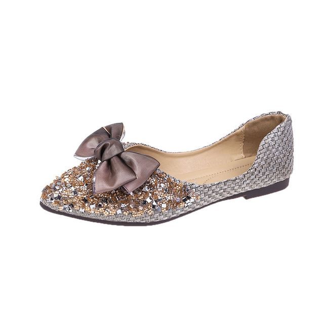 Sequined Bow D'Orsay Flats