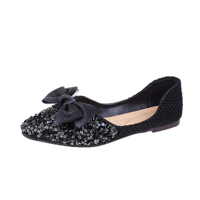 Sequined Bow D'Orsay Flats