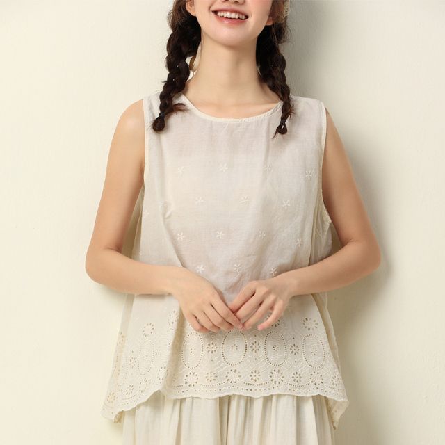 Lace-Trim Tunic Blouse