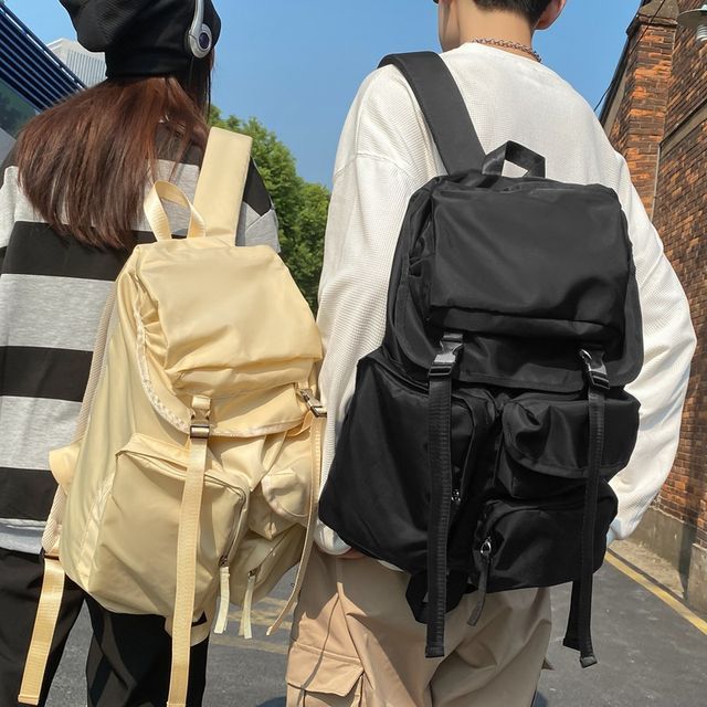 Plain Drawstring Nylon Backpack