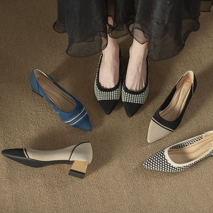 Block-Heel Pointed Woven Pumps