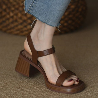 Block-Heel Buckled Sandals