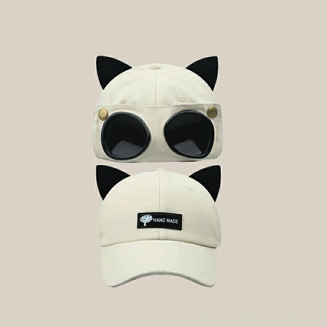 Cat Ear Baseball Cap with Aviator Goggles