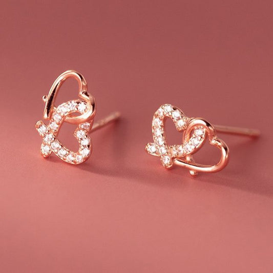 Heart Rhinestone Sterling Silver Earring