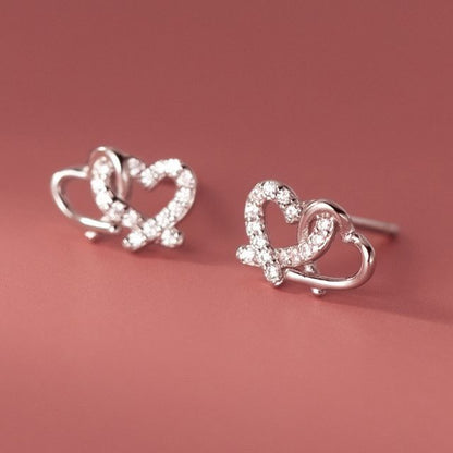 Heart Rhinestone Sterling Silver Earring