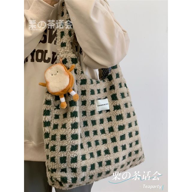 Plaid Fleece Tote Bag