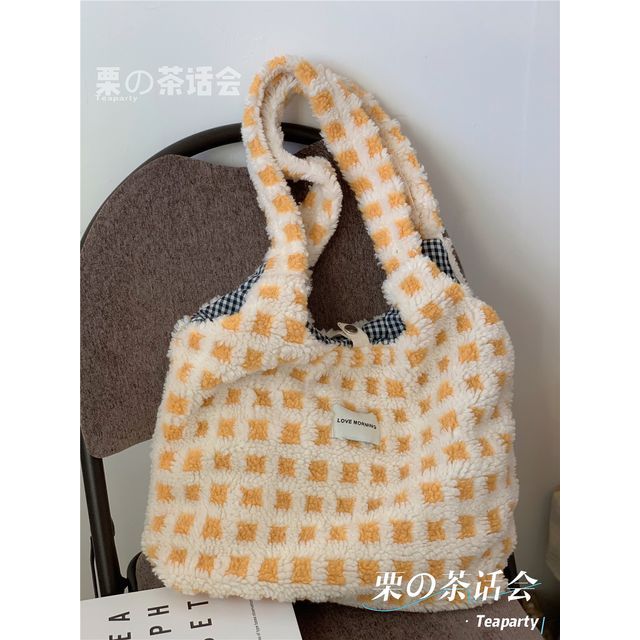 Plaid Fleece Tote Bag