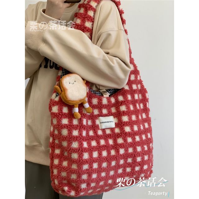 Plaid Fleece Tote Bag