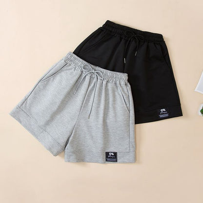 High Waist Plain Label Applique Shorts