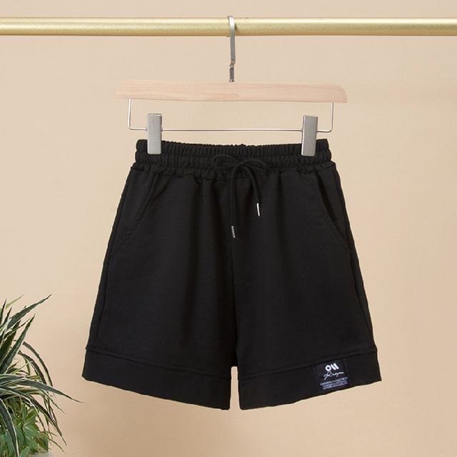 High Waist Plain Label Applique Shorts