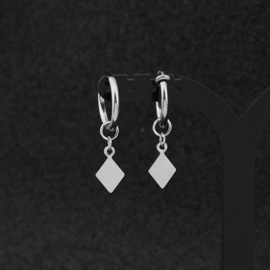 Argyle Hoop Drop Earring / Clip Earring