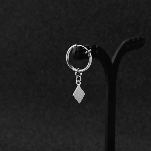Argyle Hoop Drop Earring / Clip Earring