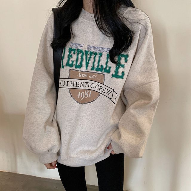 Crew Neck Lettering Oversized Sweatshirt