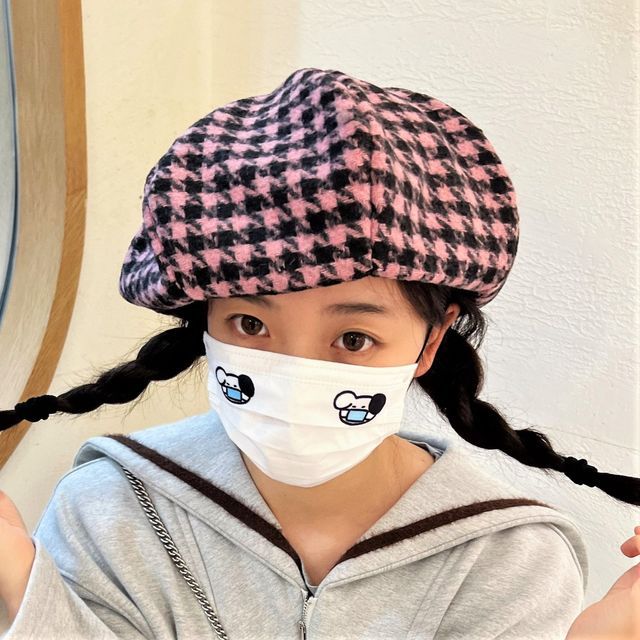 Houndstooth Panel Beret
