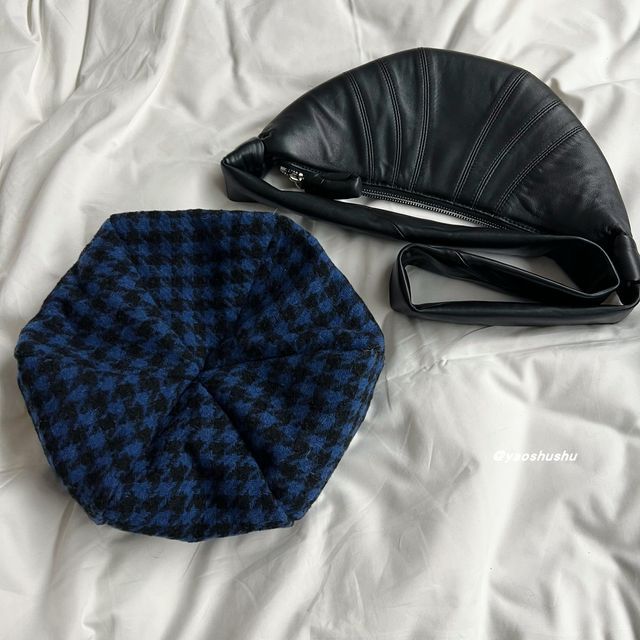 Houndstooth Panel Beret