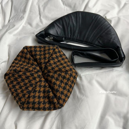 Houndstooth Panel Beret