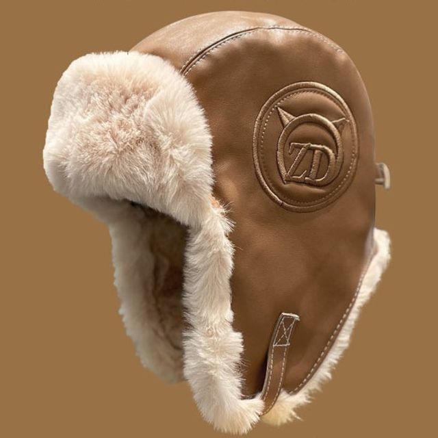 Fluffy Lined Faux Leather Hat