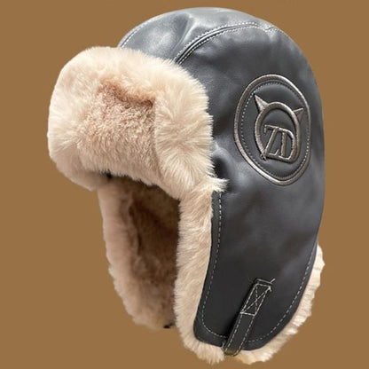 Fluffy Lined Faux Leather Hat