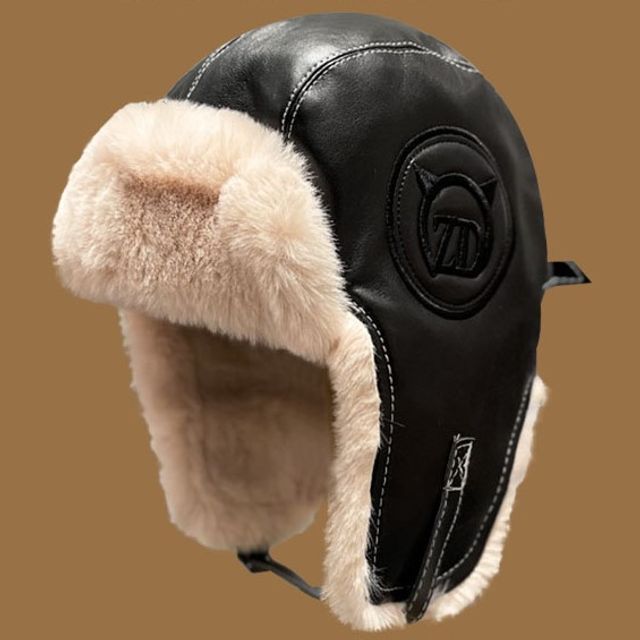 Fluffy Lined Faux Leather Hat