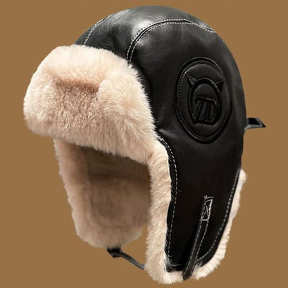 Fluffy Lined Faux Leather Hat