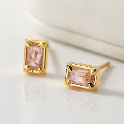 Rectangle Rhinestone Sterling Silver Earring