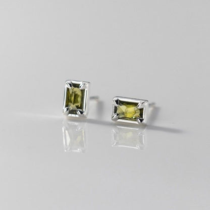 Rectangle Rhinestone Sterling Silver Earring