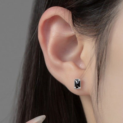 Rectangle Rhinestone Sterling Silver Earring