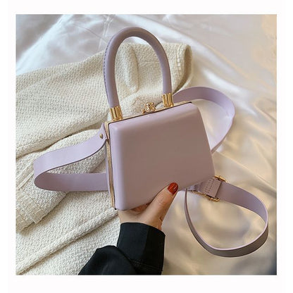 Faux Leather Plain Boxy Hand Bag