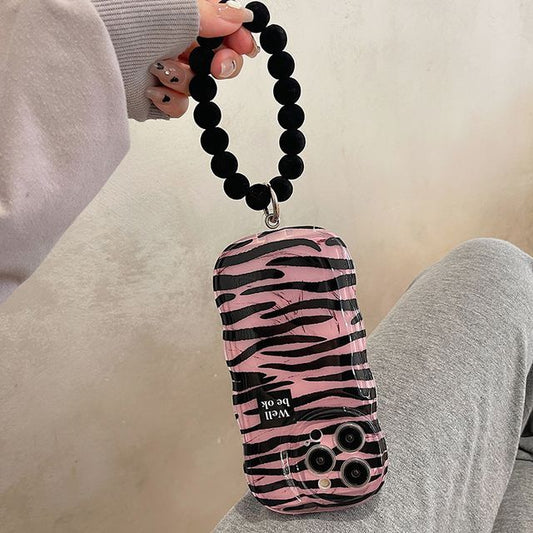 Zebra Print Hand Chain Phone Case