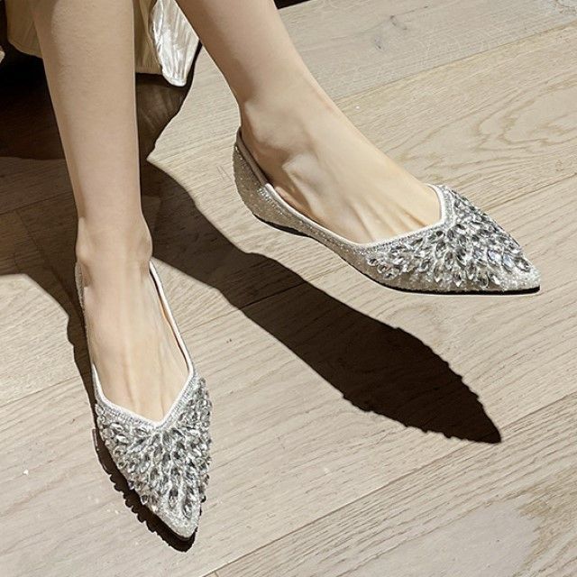 Pointy-Toe Rhinestone Flats