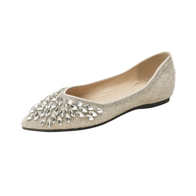 Pointy-Toe Rhinestone Flats