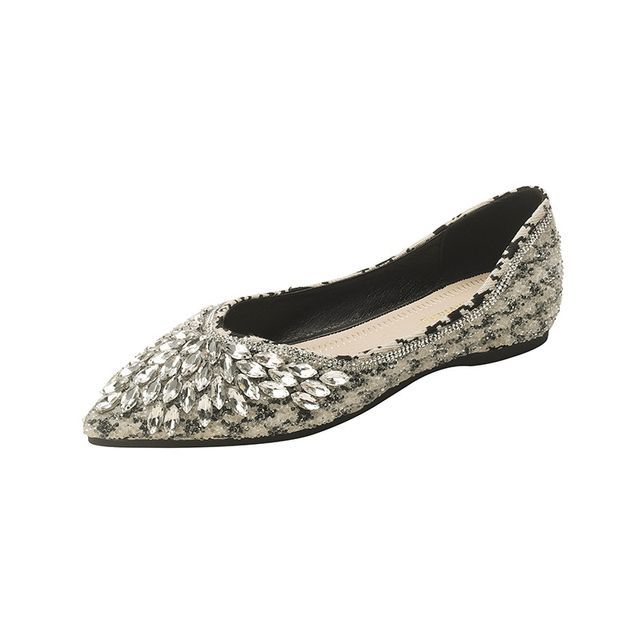 Pointy-Toe Rhinestone Flats